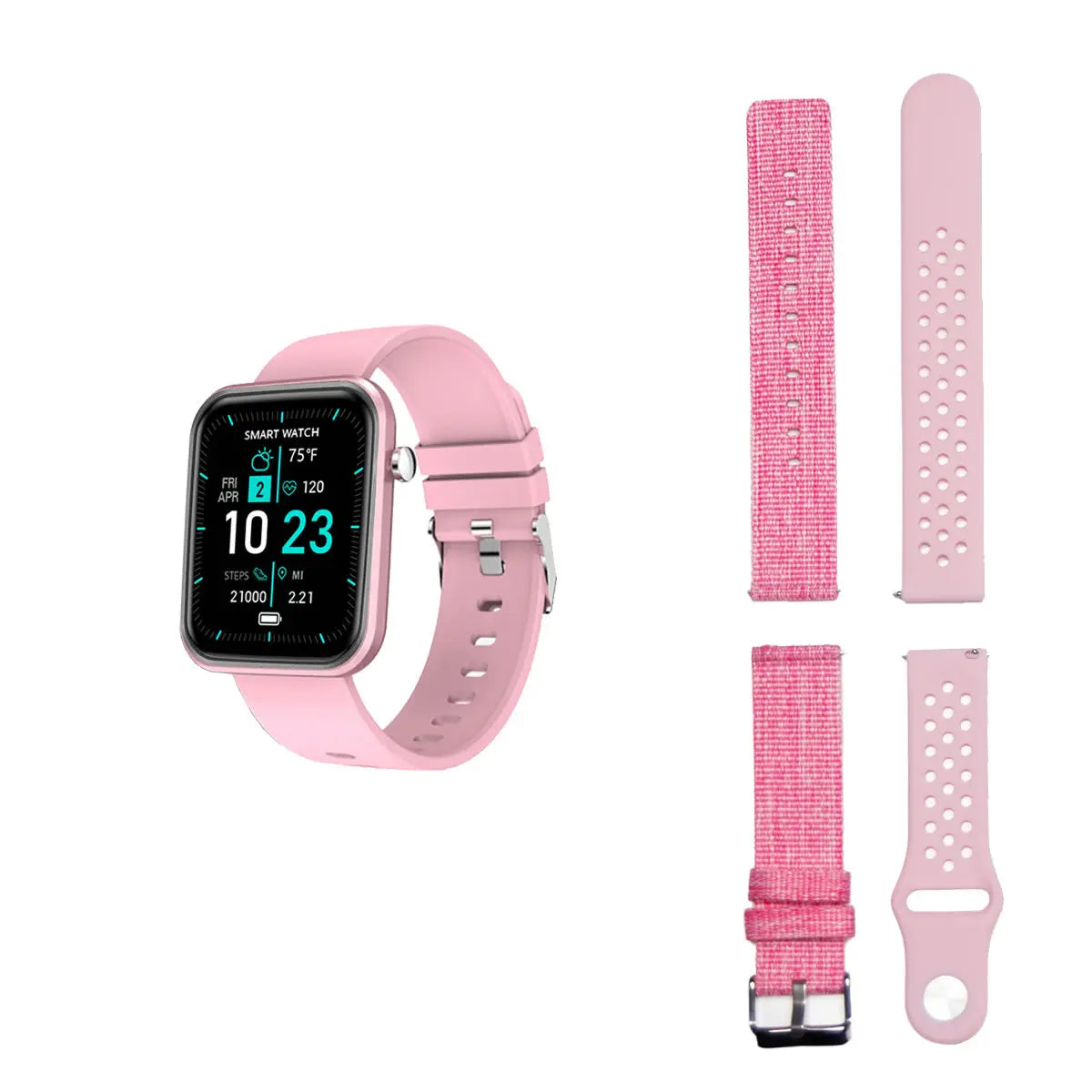 Advanced Smartwatch With Three Bands And Wellness + Activity Tracker Salmon Lucky