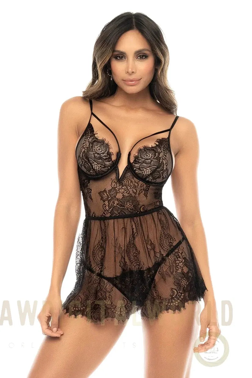 Stunning Deep Plunge Babydoll Mapale Temptation-0