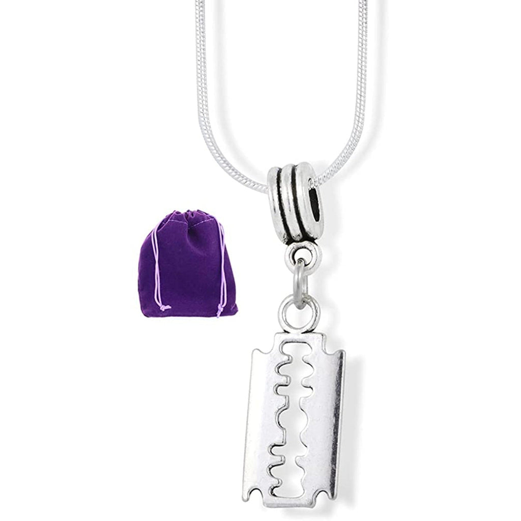 Razor Blade Goth Gothic Charm Snake Chain Necklace Dave The Bunny
