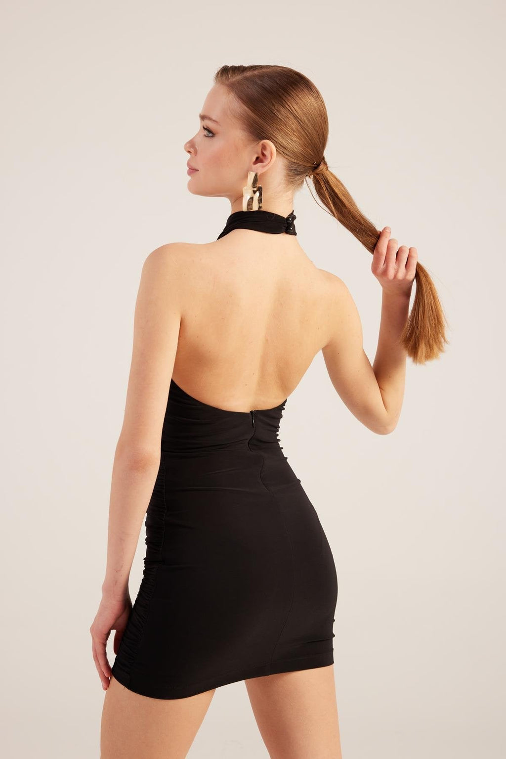 Rachel Black Halter Neck Mini Dress Buy Me Fur Ltd