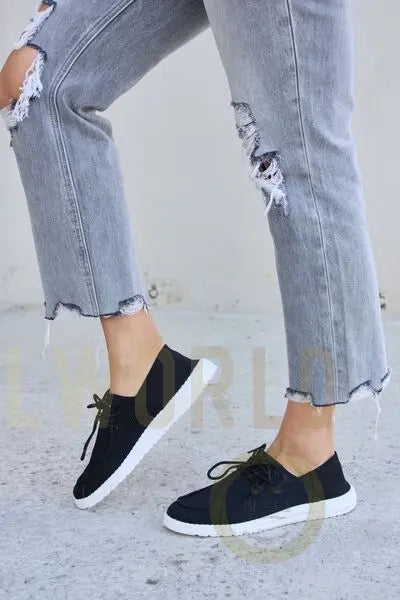 Forever Link Flat Round Toe Lace-Up Sneakers Andrew & Wendy