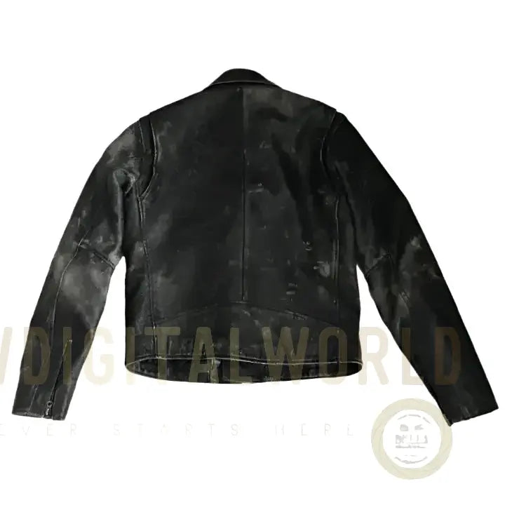 Men’s 90s Distressed Black Leather Biker Jacket Riders Republic UK