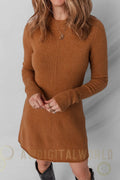 Madeline Ribbed Mini Sweater Dress Threaded Pear