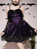 Purple Gothic Lace Up Back Cami Dress Halloween Costume Without Gloves Red Iphigenia