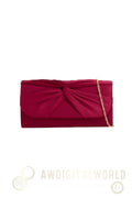Burgundy Suede Clutch Bag with Knot Detail Aftershock London
