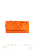 Orange Suede Clutch Bag with Knot Detail Aftershock London