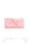 Pink Suede Clutch Bag with Knot Detail Aftershock London