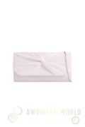 White Suede Clutch Bag with Knot Detail Aftershock London