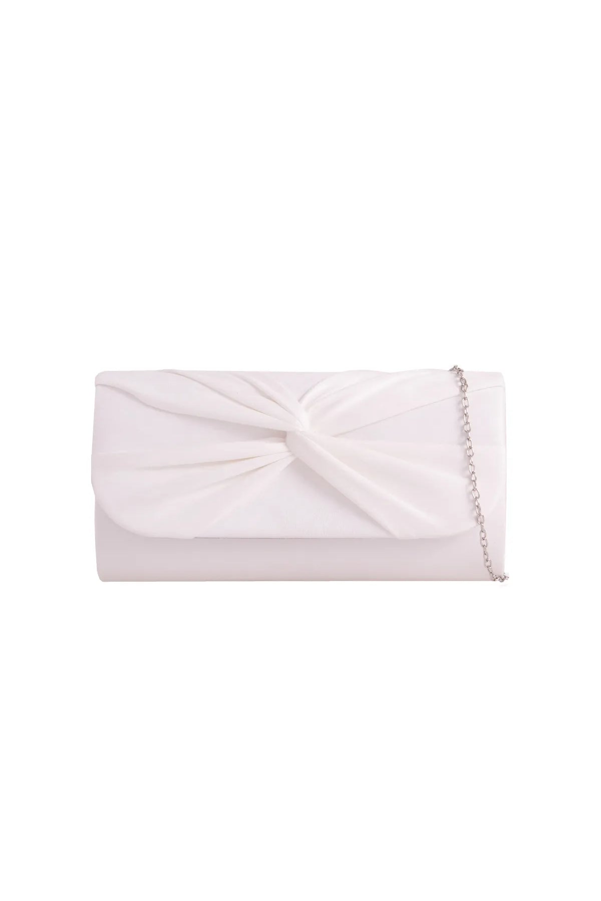 White Suede Clutch Bag with Knot Detail Aftershock London