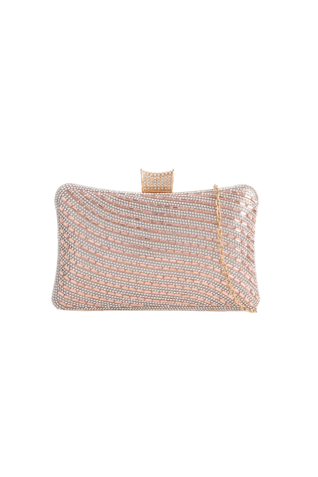 Champagne Diamante Clutch Bag Aftershock London