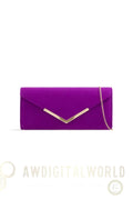 Purple Suede Envelope Clutch Bag Aftershock London