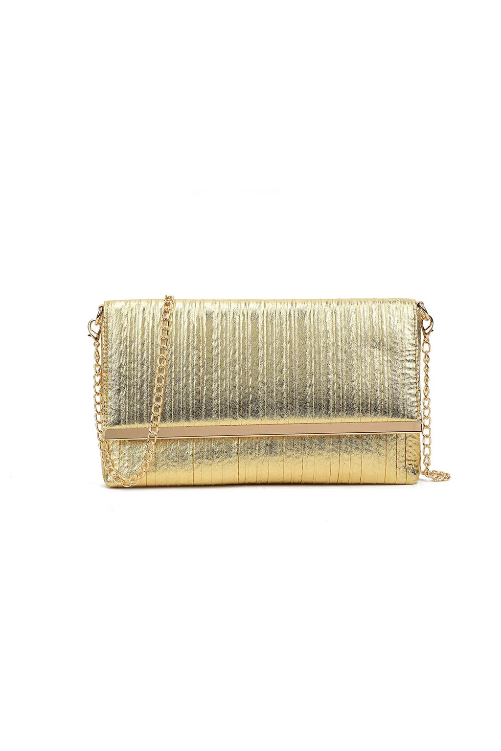 Gold Pleated Clutch Bag Aftershock London