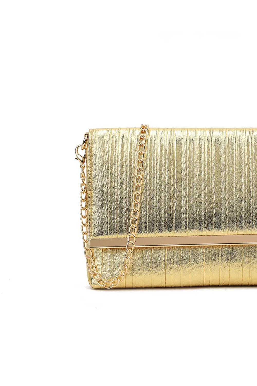 Gold Pleated Clutch Bag Aftershock London