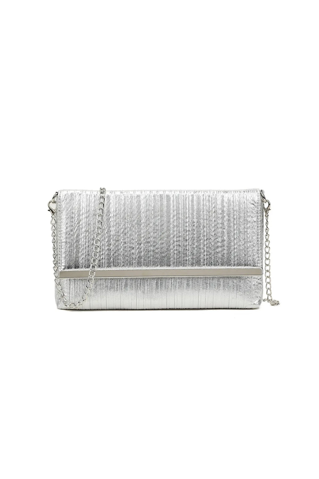Silver Pleated Clutch Bag Aftershock London