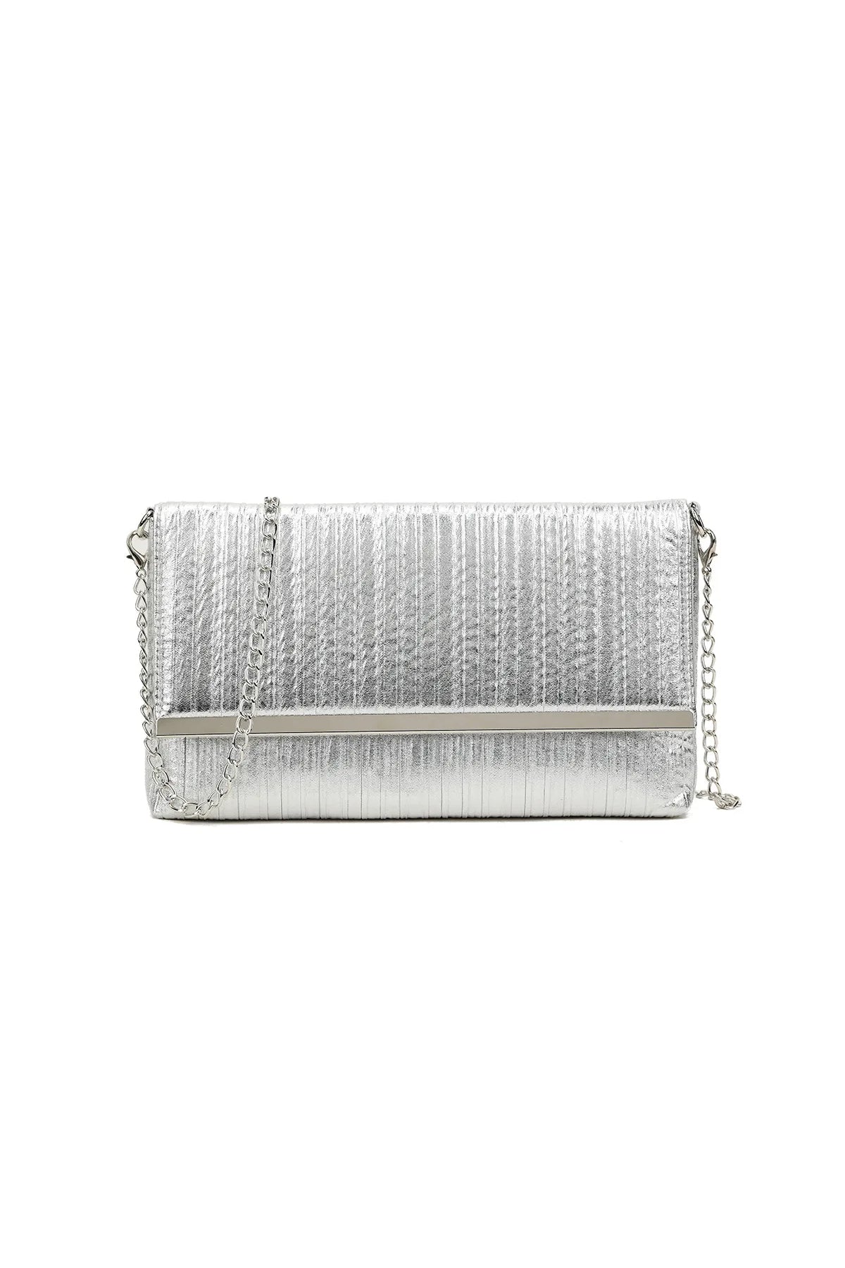 Silver Pleated Clutch Bag Aftershock London
