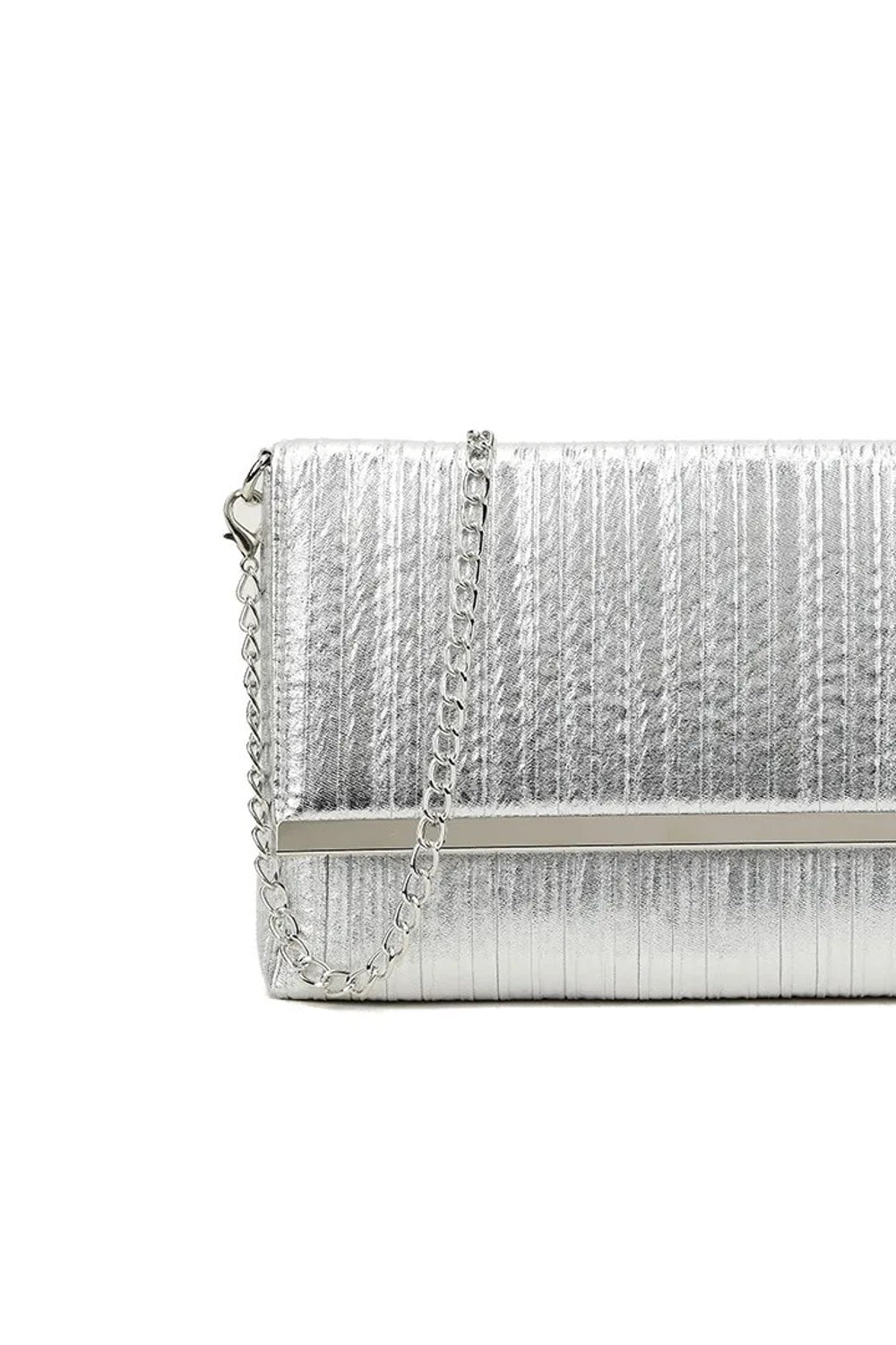 Silver Pleated Clutch Bag Aftershock London