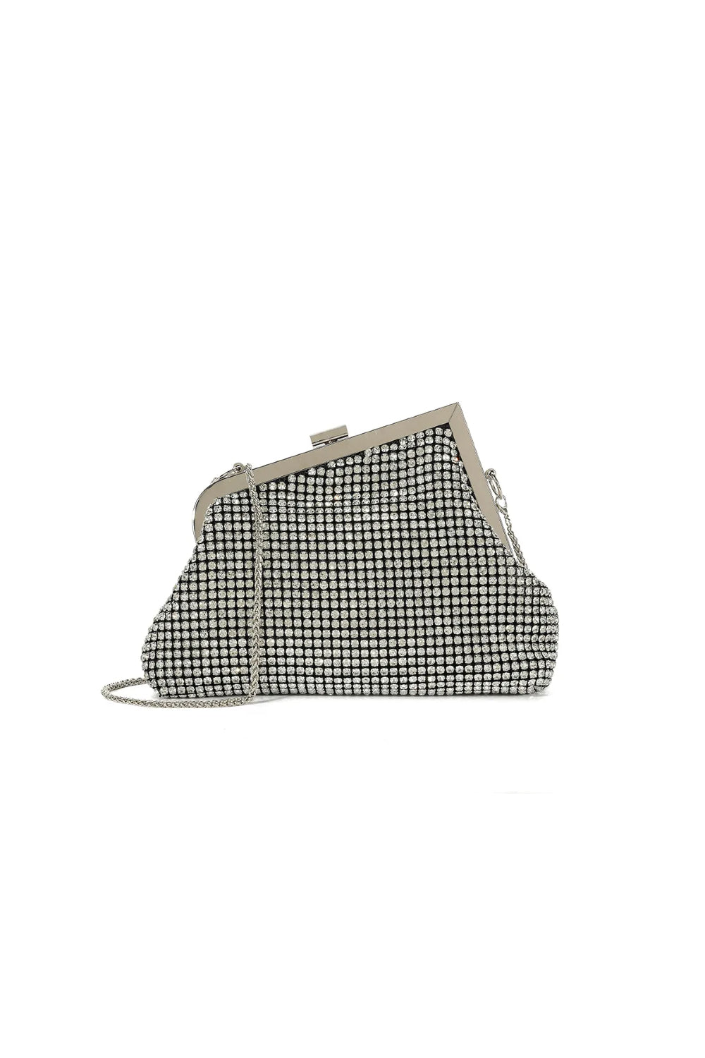 Silver Diamante Asymmetric Evening Bag Aftershock London