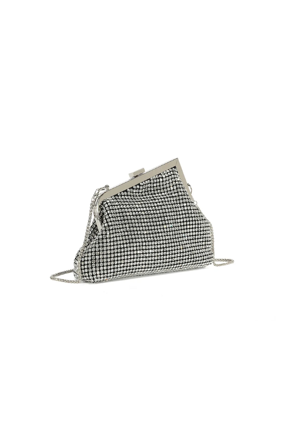 Silver Diamante Asymmetric Evening Bag Aftershock London