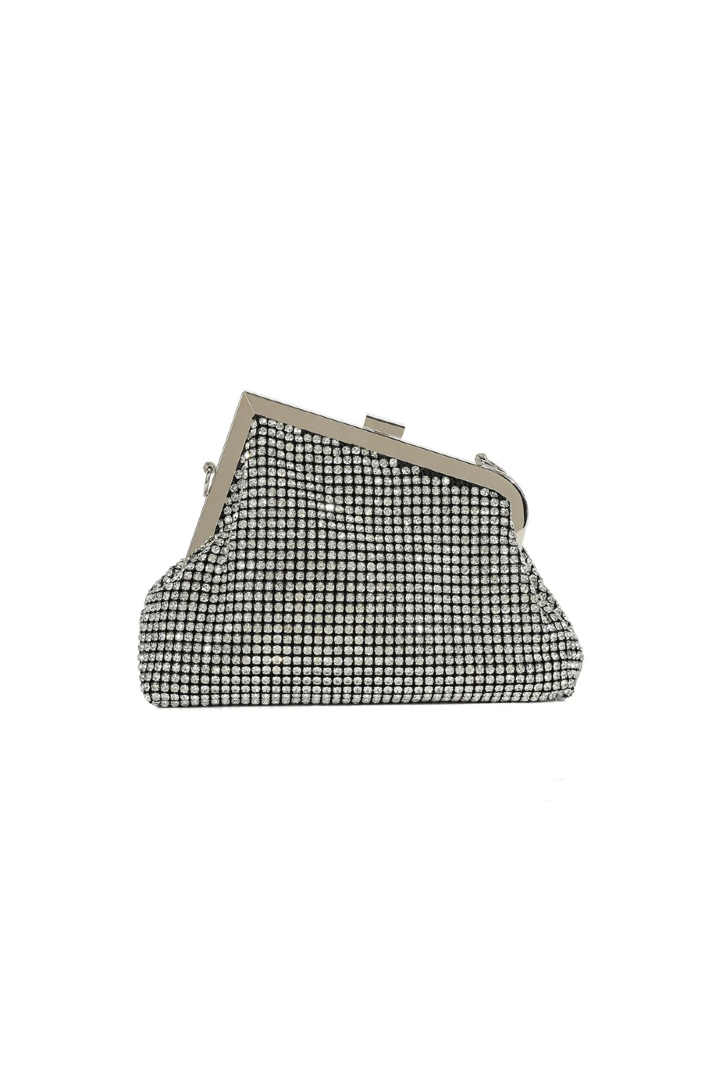 Silver Diamante Asymmetric Evening Bag Aftershock London