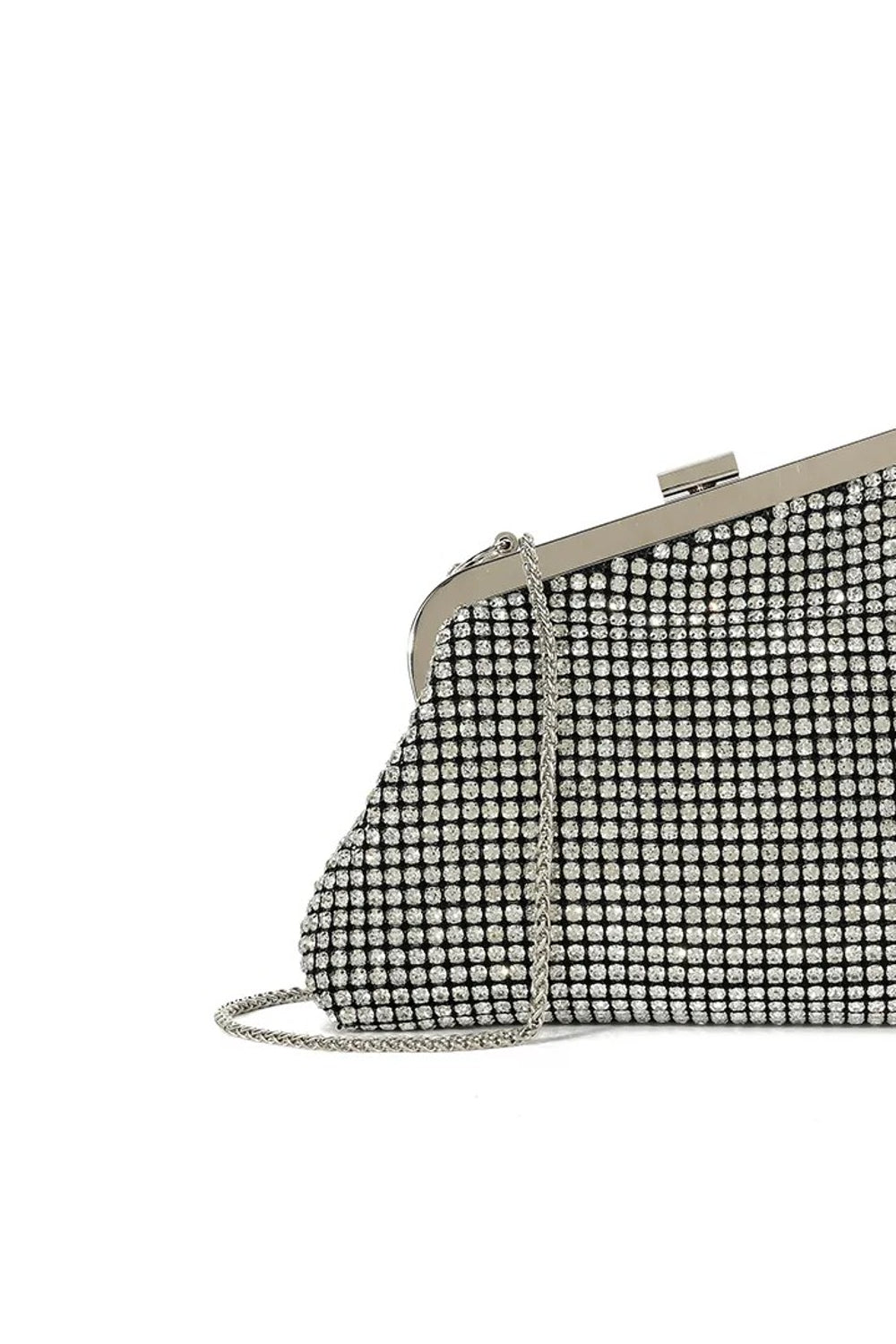 Silver Diamante Asymmetric Evening Bag Aftershock London