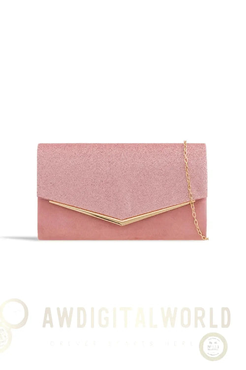 Blush Glitter Envelope Clutch Bag Aftershock London