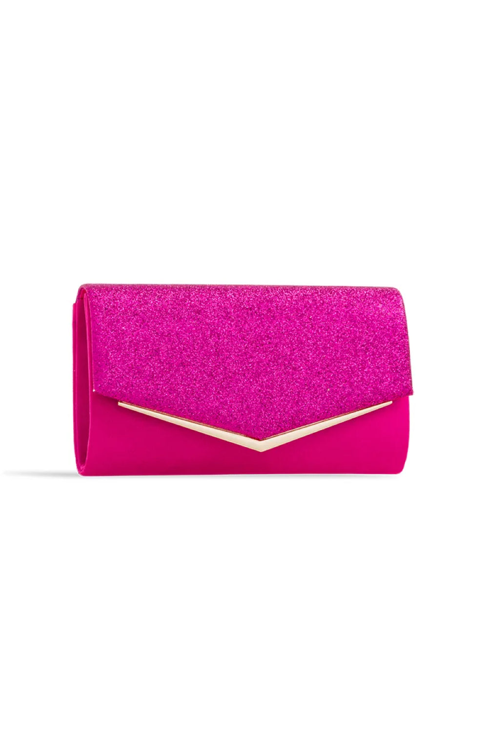 Fuchsia Glitter Envelope Clutch Bag Aftershock London