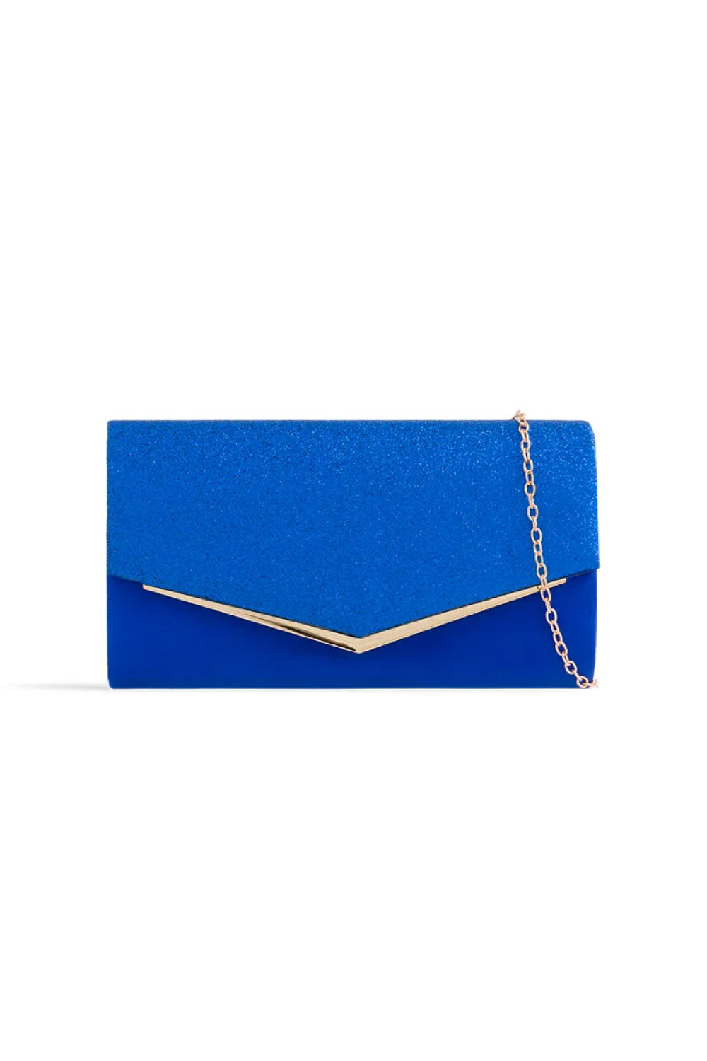 Royal Blue Glitter Envelope Clutch Bag Aftershock London