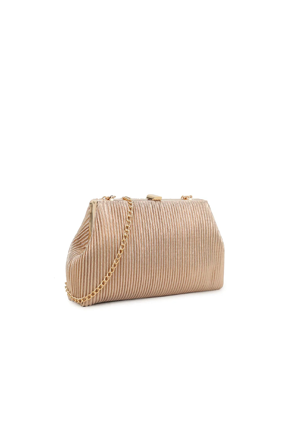 Rose Gold Glitter Clutch Bag with Removable Chain Aftershock London