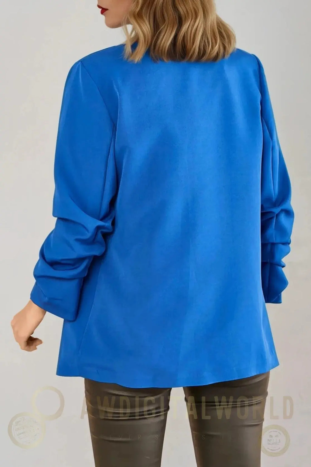 Royal Blue Blazer with Ruched Sleeves Aftershock London