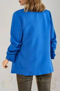 Royal Blue Blazer with Ruched Sleeves Aftershock London