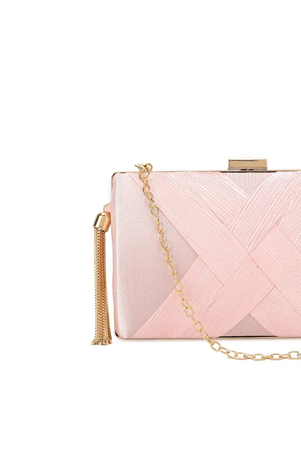 Pink Satin Clutch Bag With Tassels Aftershock London