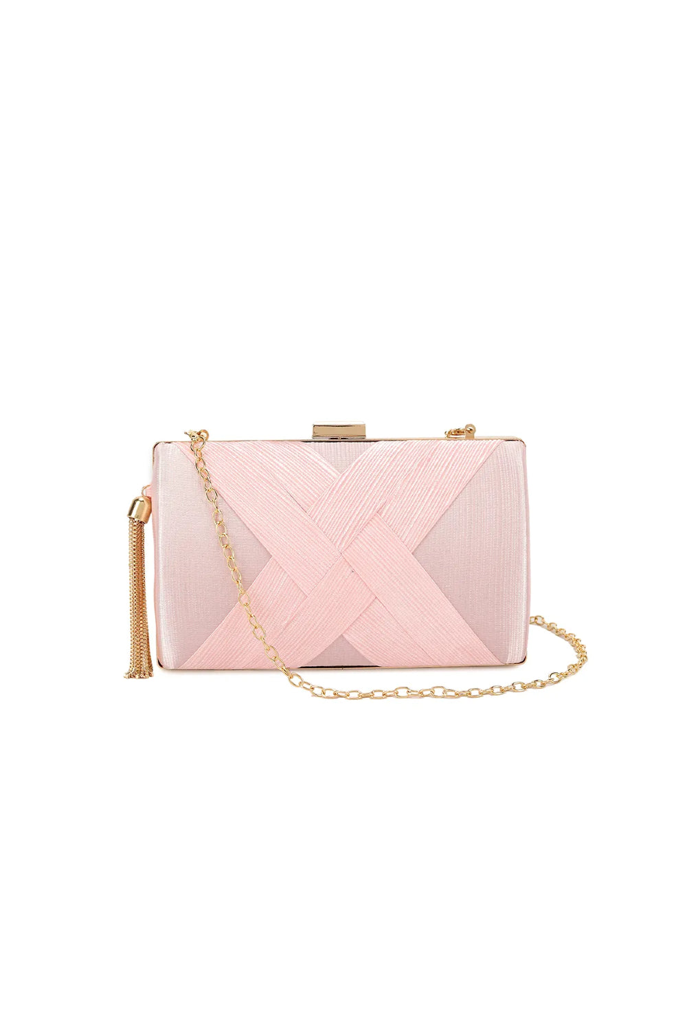 Pink Satin Clutch Bag With Tassels Aftershock London