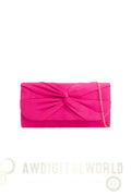Fuchsia Suede Clutch Bag with Knot Detail Aftershock London