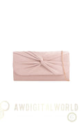 Nude Suede Clutch Bag with Knot Detail Aftershock London