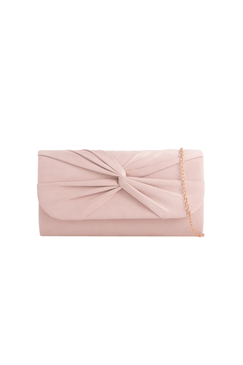 Nude Suede Clutch Bag with Knot Detail Aftershock London