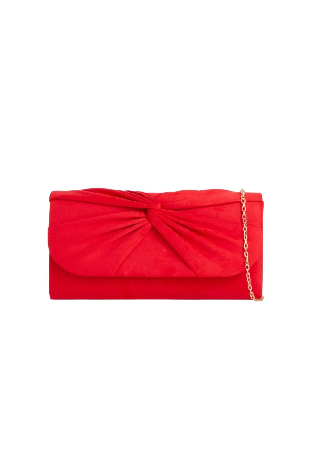 Red Suede Clutch Bag with Knot Detail Aftershock London