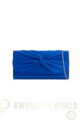 Royal Blue Suede Clutch Bag with Knot Detail Aftershock London