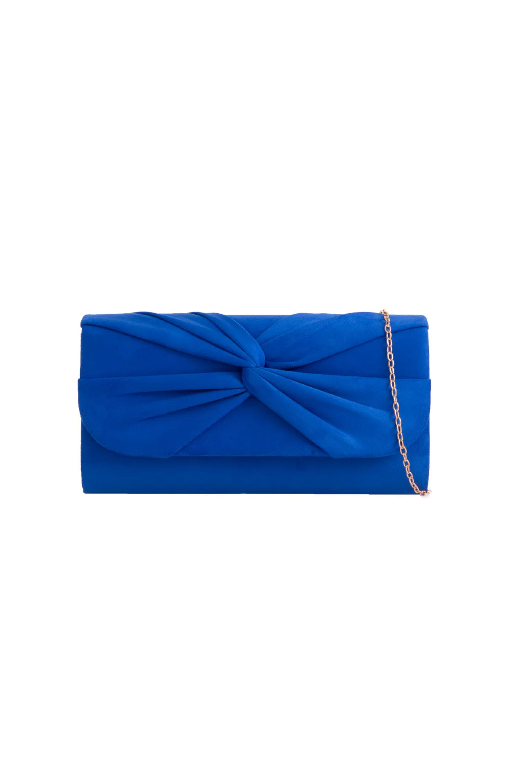 Royal Blue Suede Clutch Bag with Knot Detail Aftershock London