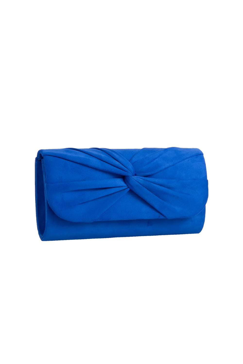 Royal Blue Suede Clutch Bag with Knot Detail Aftershock London