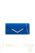 Royal Blue Suede Envelope Clutch Bag Aftershock London