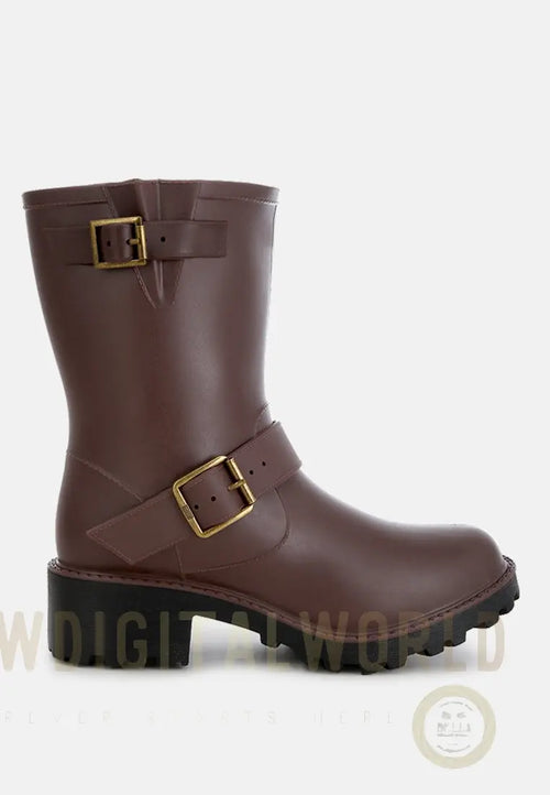 Anong Harness Detail Calf Boots-0