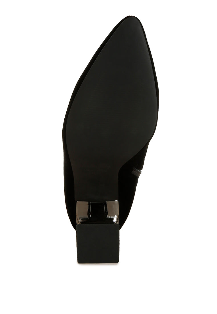 Arcturus Flared Block Heel Velvet Boots-1