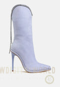 Ashipa Diamante Chain Detail Calf Boots-0