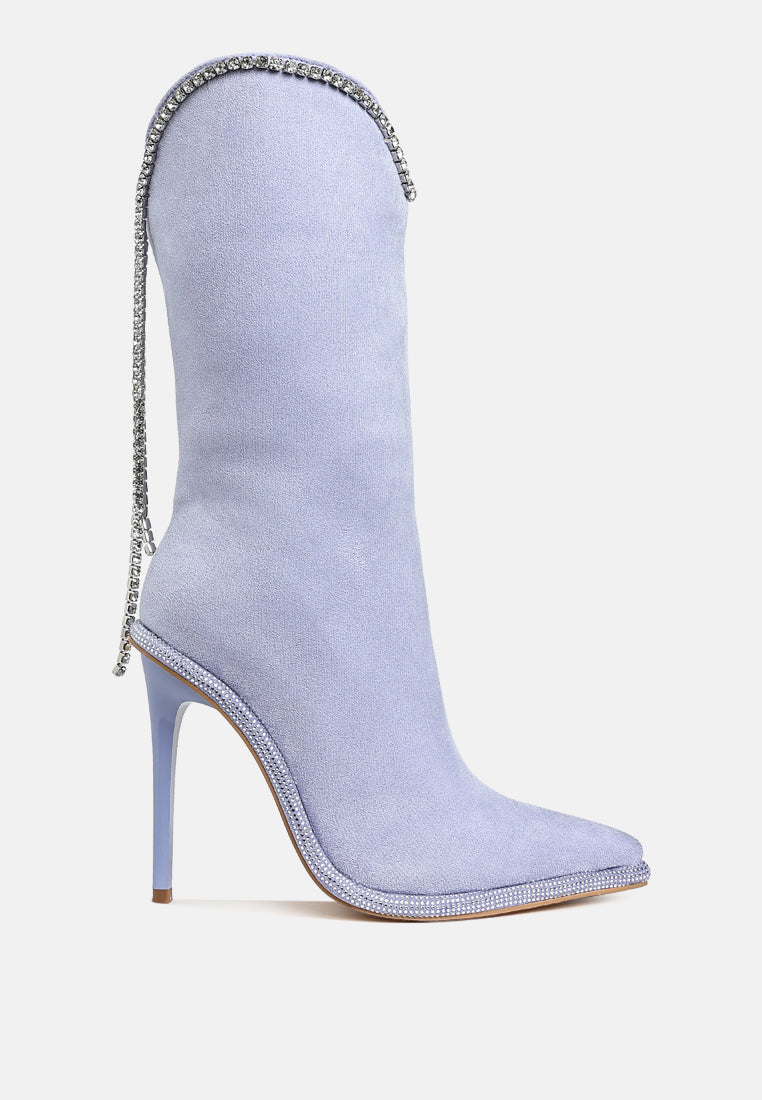 Ashipa Diamante Chain Detail Calf Boots-0