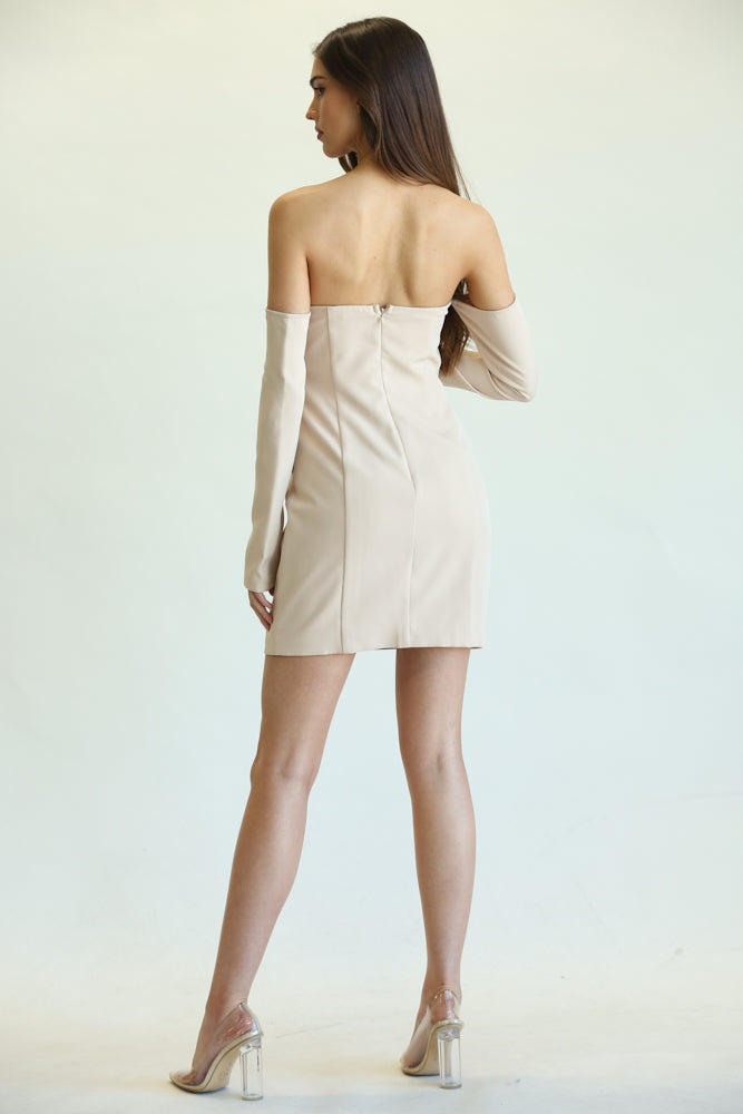 Golden Detail Flap Dress White Amphitryon