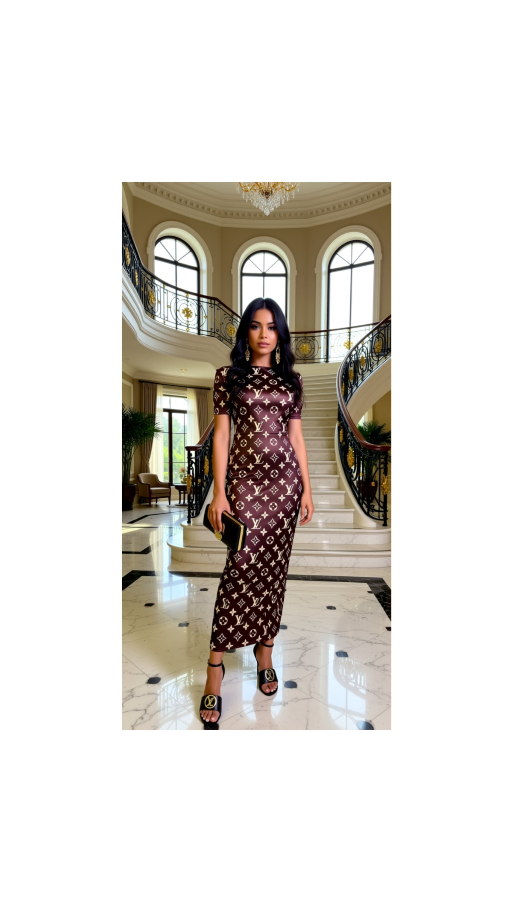 Women Fashion Short Sleeves Long Dress