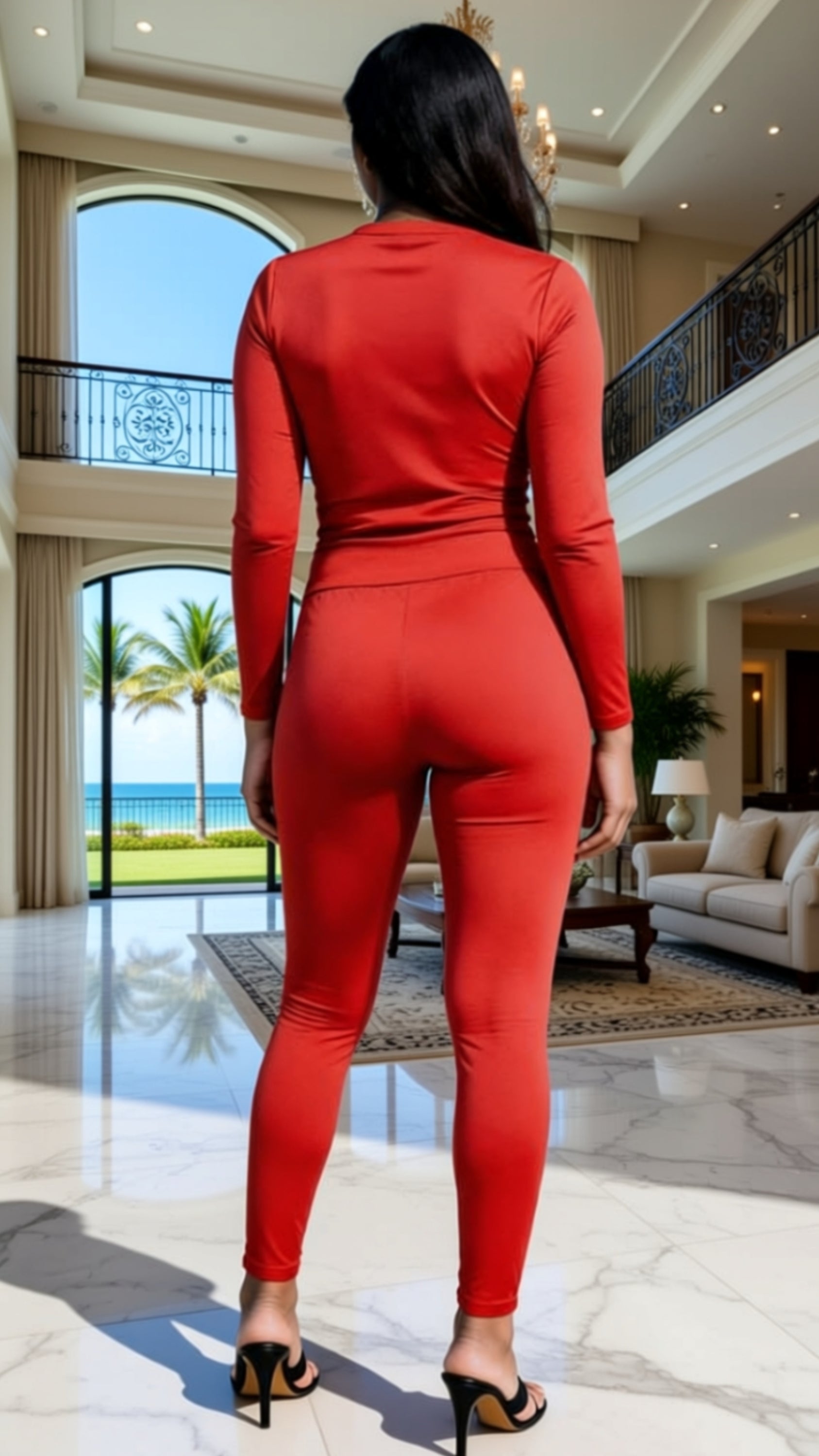 Two Pieces  Set Sexy Outfits Long Sleeve & Long Pants Pullover