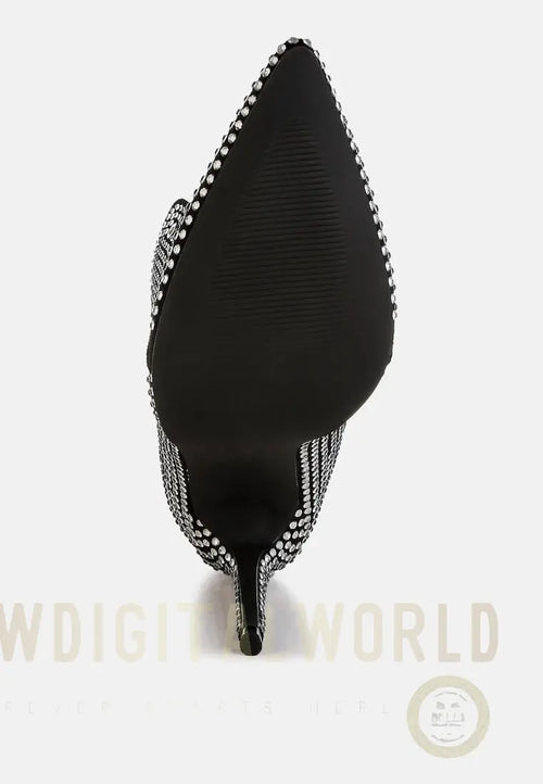 Bitetto Rhinestones Embellished Calf Boots-1