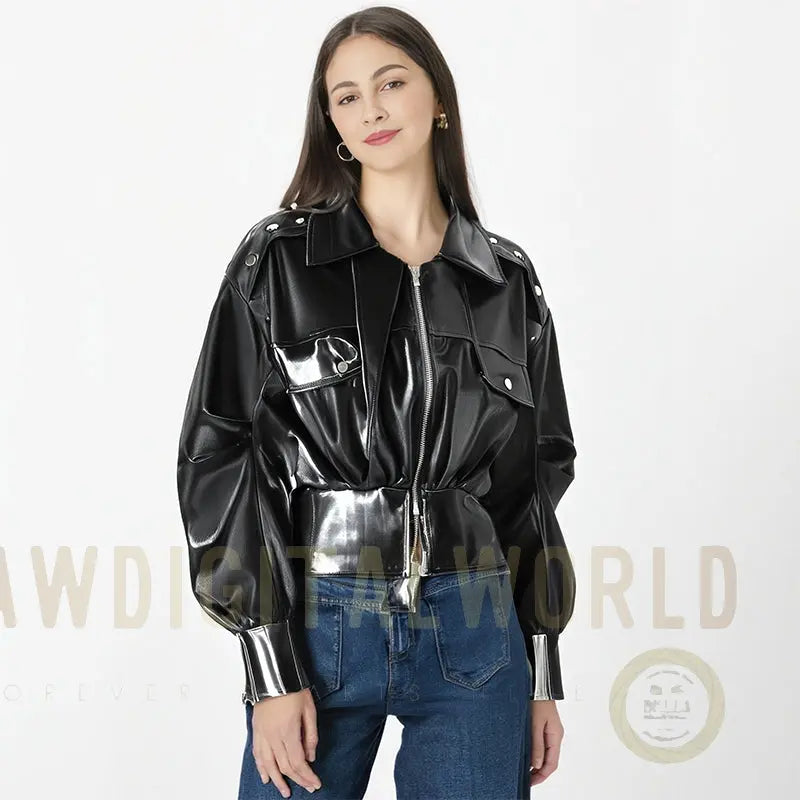 Black Motorcycle Style Jacket For Women, East Village, BYMANYC New York. BYMANYC ® New York