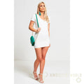 Cream Short Sleeve Lace Back Mini Dress Azure Theseus